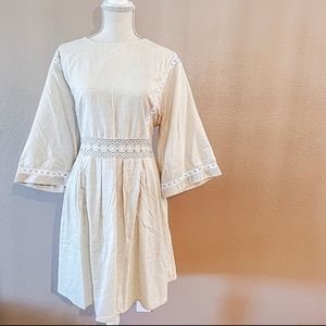 Boohoo Lace Linen Smock Dress